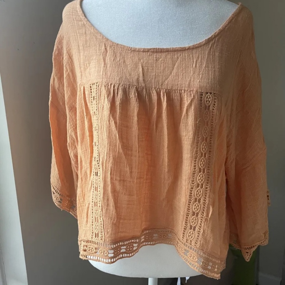 O’Neill Women’s Medium Orange Rayon Autumn Lace Peasant Top